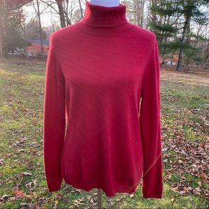 FORTE CASHMERE SWEATER TURTLENECK RED LONG SLEEVE SIZE XL